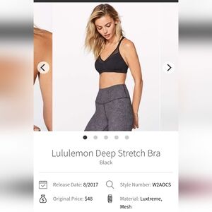 Lululemon Deep Stretch Bra Sz 12 Black